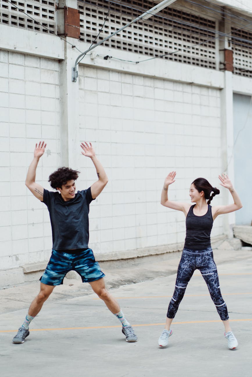 a couple exercising together