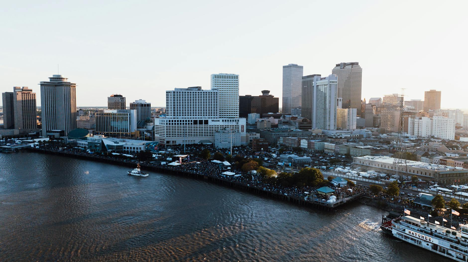 buildings by river in new orleans