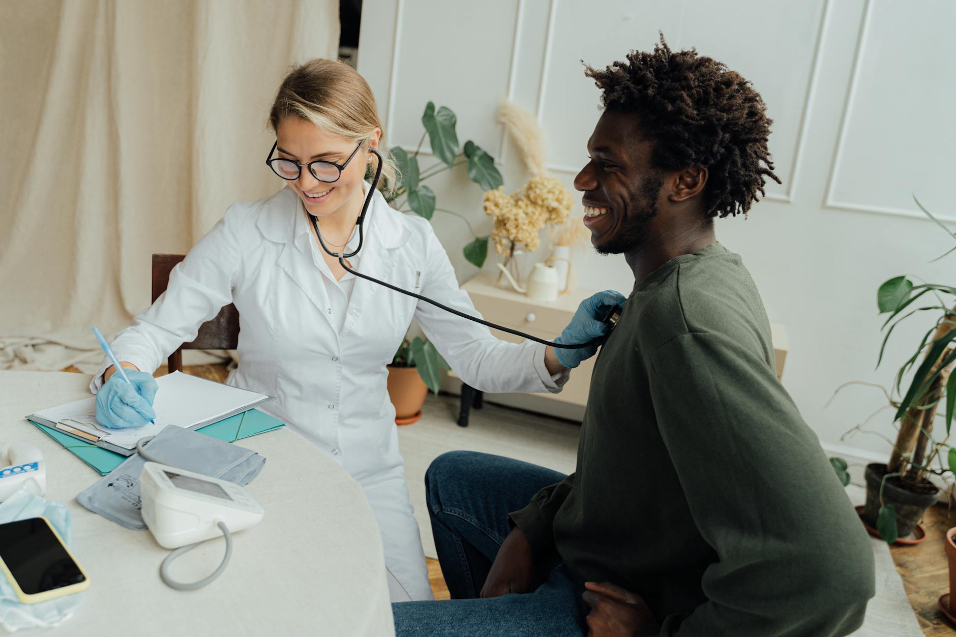 doctor checking the heart rate of a man